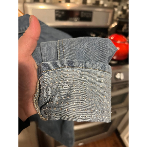 New Rebecca Minkoff Rhinestone Cuffs Jean Jacket - Picture 5 of 5